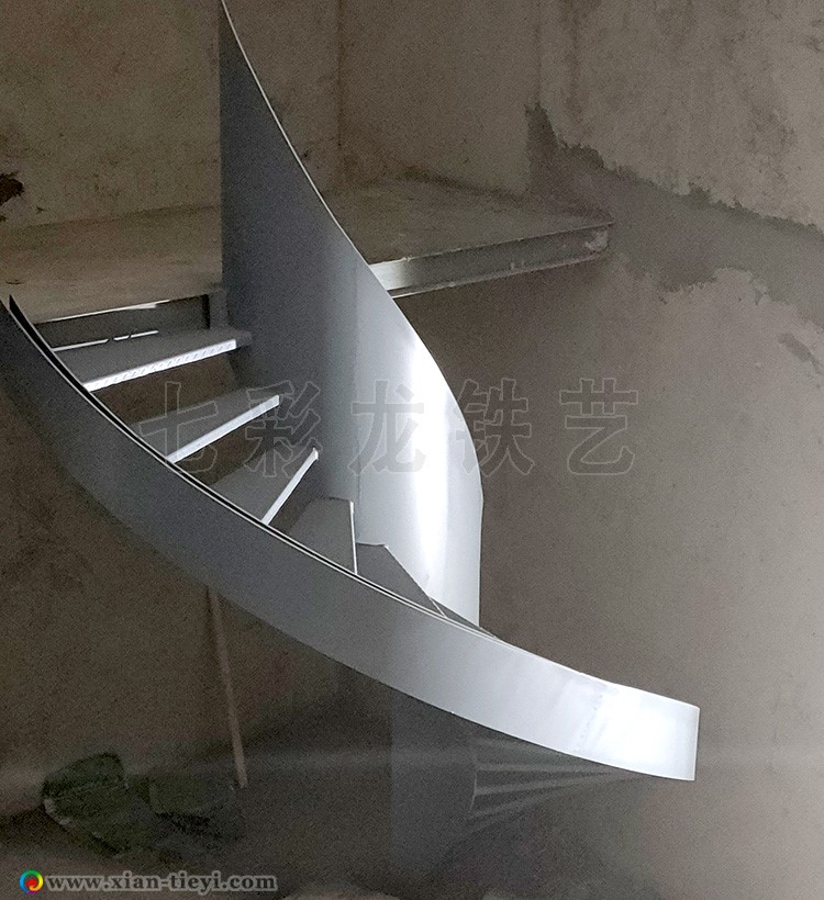 玻璃扶手钢结构板式螺旋梯_2