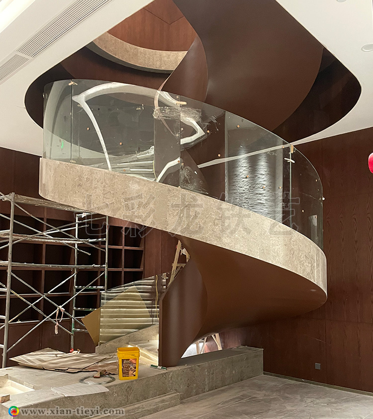 招商央玺玻璃护栏旋转楼梯_2